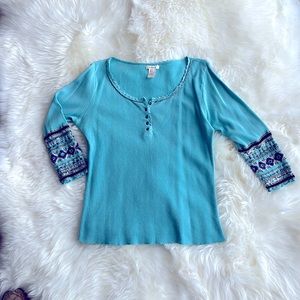 Sundance Turquoise Blue Henley